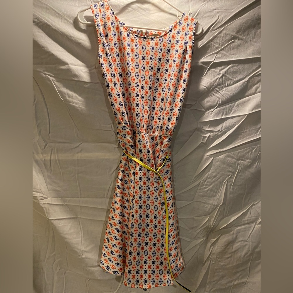Patterned orange /blue dress, size 12